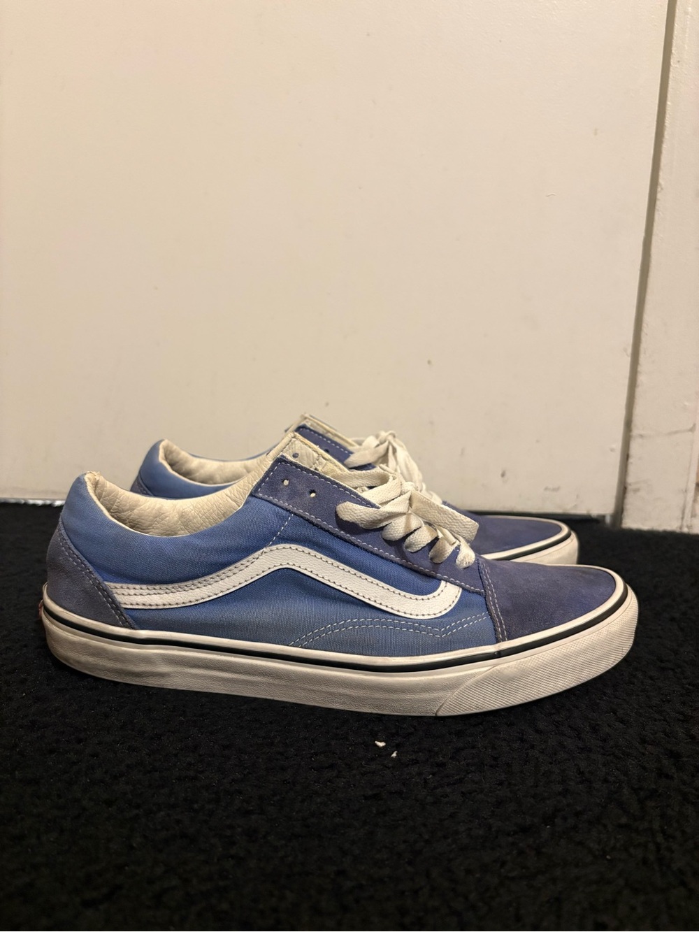 Vans Low-Top Skate Sneakers in Blue and White